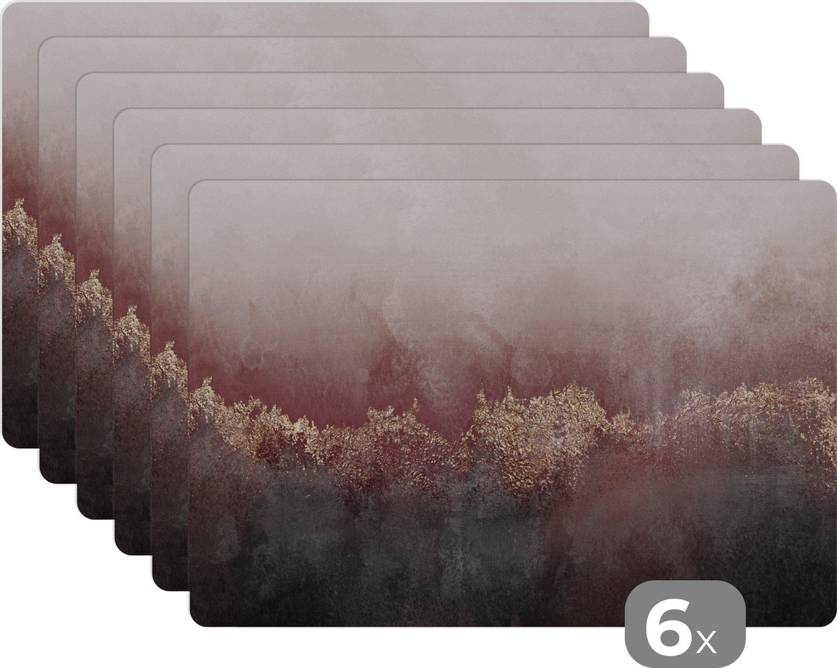 Placemat - Abstract - Luxe - Glitter - Design - Onderleggers - Placemats - Tafel - 45x30 cm - 6 stuks