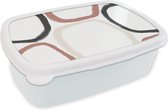 Broodtrommel Wit - Lunchbox - Brooddoos - Minimalisme - Geometrische vormen - Pastel - Patronen - 18x12x6 cm - Volwassenen