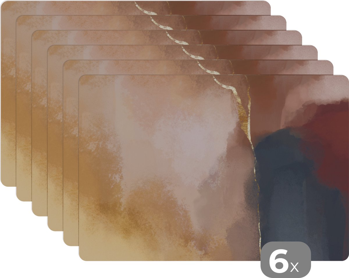 Placemat - Pastel - Verf - Abstract - Placemats - 45x30 cm - Onderzetter - 6 stuks