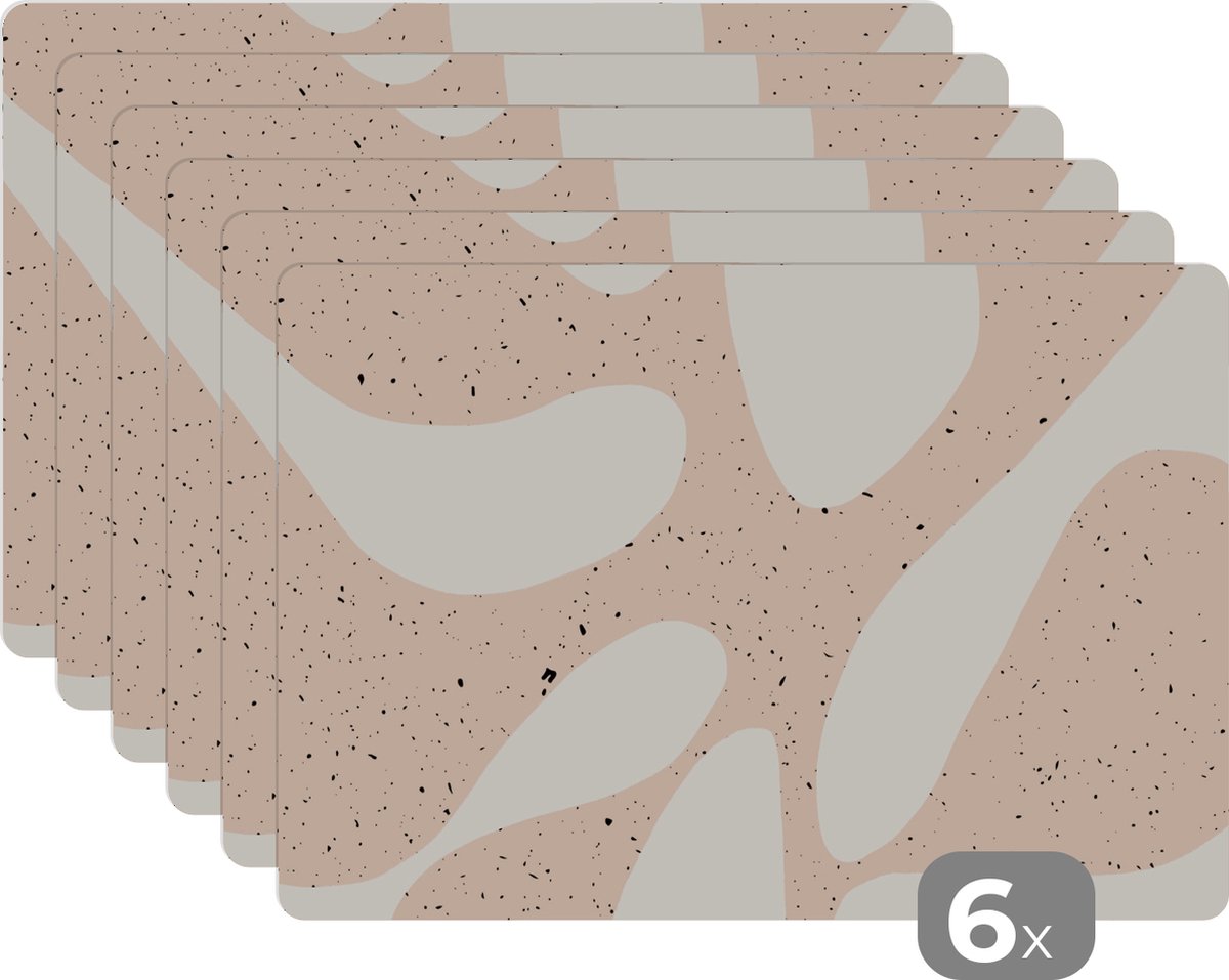 Placemat - Plant - Abstract - Pastel - Onderleggers - Placemats - 45x30 cm - 6 stuks