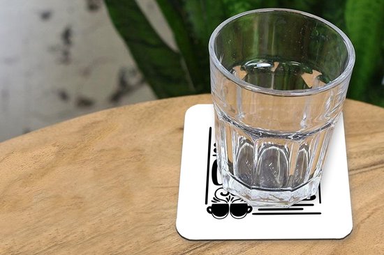 Sous-verres pour verres - C'est toujours l'heure du café - Proverbes - Citations - 10x10 cm - Sous-verres en verre - 6 pièces