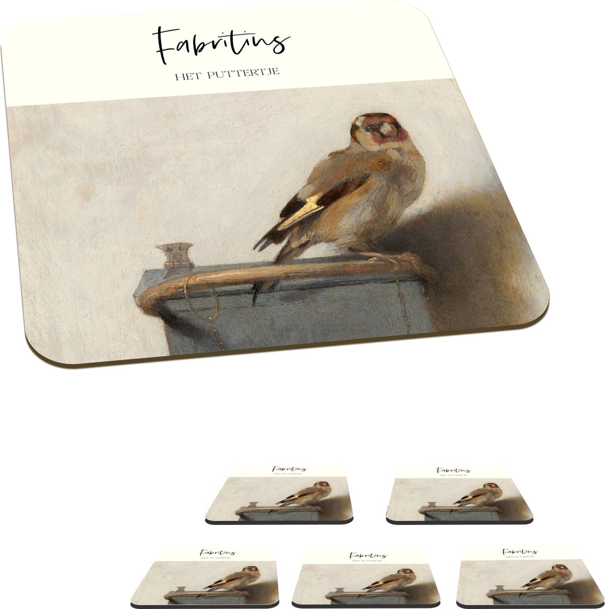 Onderzetters voor glazen - Kunst - Het puttertje - Fabritius - 10x10 cm - Glasonderzetters - 6 stuks