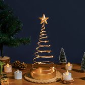 Levabe - Kerstboom met lichtstrip - Kerst - woonkamerdecoratie - goud - gouden decoratie - bureau nachtlampje - sterren standaard - 12x28cm