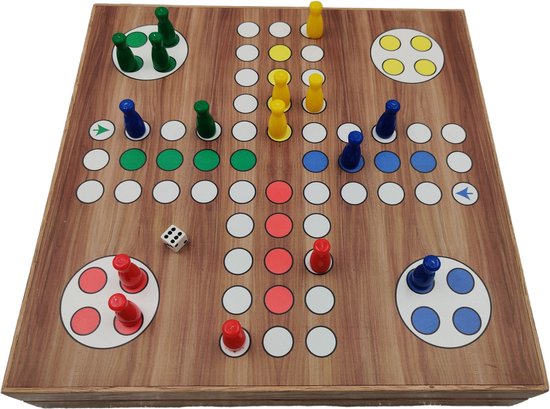 Thumbnail van een extra afbeelding van het spel 5 in 1 spellendoos - Houten kist met magnetische sluiting - Inclusief Schaken - Checkers - Backgammon - Mens erger je niet - Molenspel - maat 32cm