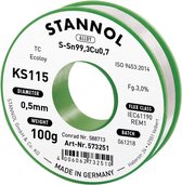 Stannol KS115 Soldeertin, loodvrij Spoel Sn99,3Cu0,7 ROM1 100 g 0.5 mm