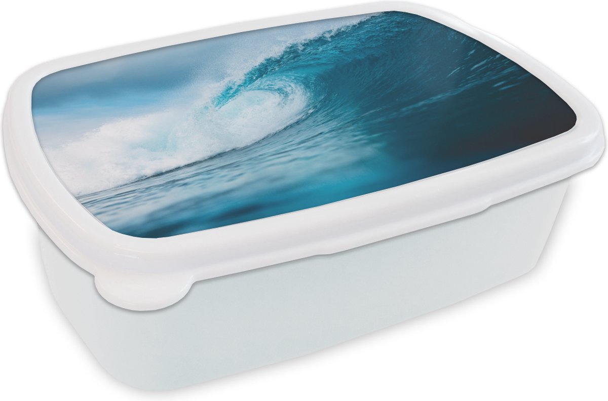 Broodtrommel Wit - Lunchbox - Brooddoos - Zee - Golf - Surfen - 18x12x6 cm - Volwassenen