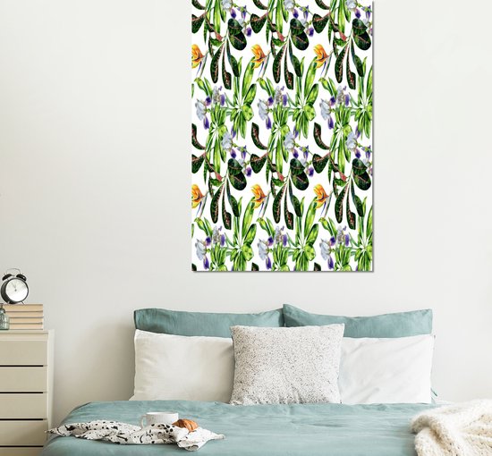 Décoration murale Métal - Aluminium - Plante oiseau de paradis - Fleurs - Motif - 100x150 cm