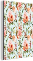 Décoration murale Métal - Peinture Aluminium Industrielle - Fleurs - Roses - Rose - 40x60 cm - Dibond - Photo sur aluminium - Décoration murale industrielle - Pour le salon / chambre