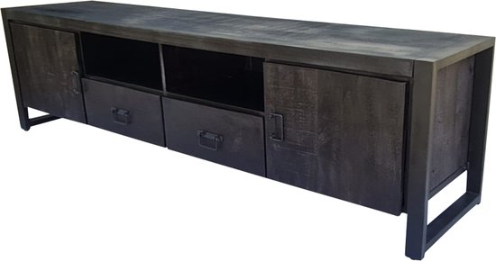 Tv kast Finn - Tv meubel zwart - Tv meubel hout 200 cm