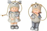 Mini Winter kinderen - Ophang baar of staand - hoogte: 11,5 + 12,5cm - 2 STUKS