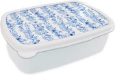 Boîte à pain Wit - Lunch box - Boîte à pain - Fleurs - Anémone - Blauw - Motif - 18x12x6 cm - Adultes