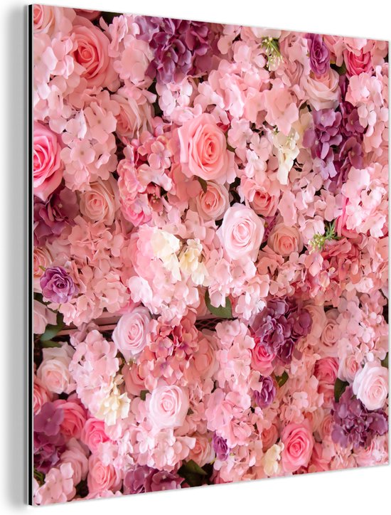 Décoration murale Métal - Peinture Aluminium Industrielle - Fleurs - Roses - Roses - 50x50 cm - Dibond - Photo sur aluminium - Décoration murale industrielle - Pour le salon / chambre