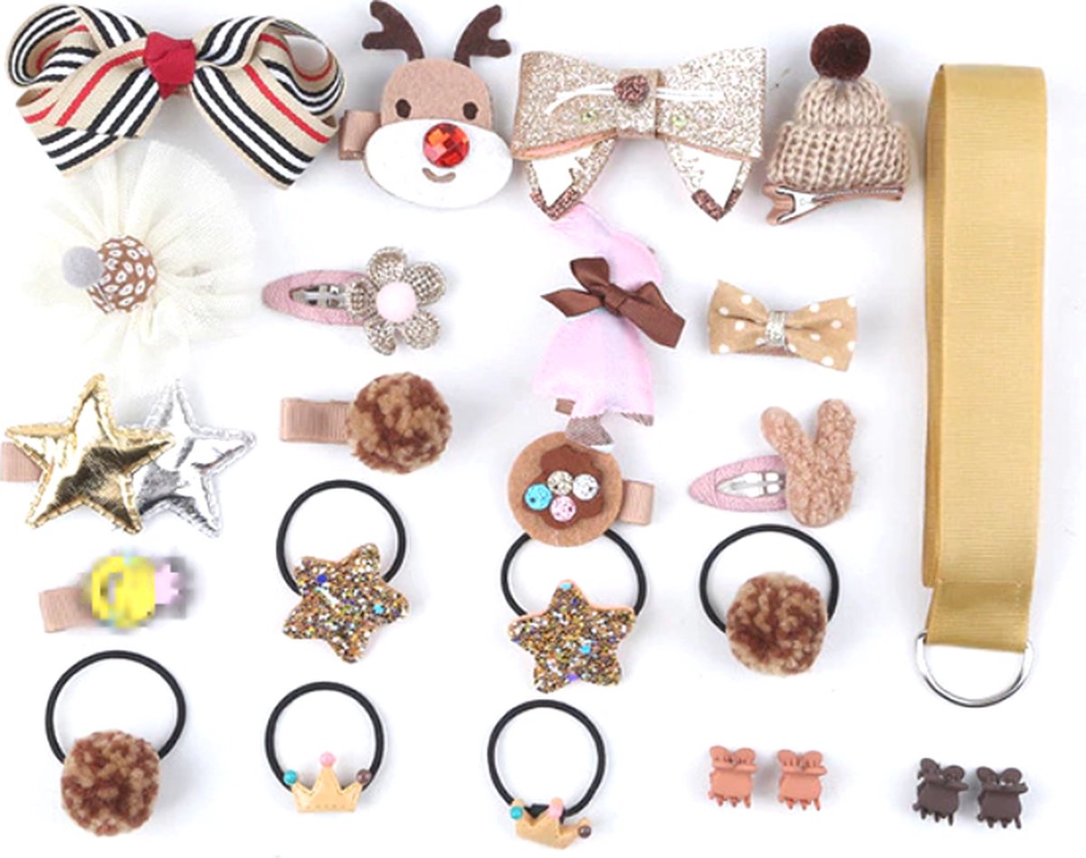 Kinder Elastiekjes Set - Goud | 24 stuks | Haarclipjes / Haarspeldjes | Fashion Favorite