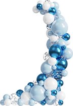 Luna Balunas Set Latex Ballonnen Boog Blauw Wit Confetti Feestpakket - Verjaardag
