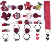 Kinder Elastiekjes Set - Rood | 24 stuks | Haar Clipjes / Haar accessoires | Fashion Favorite
