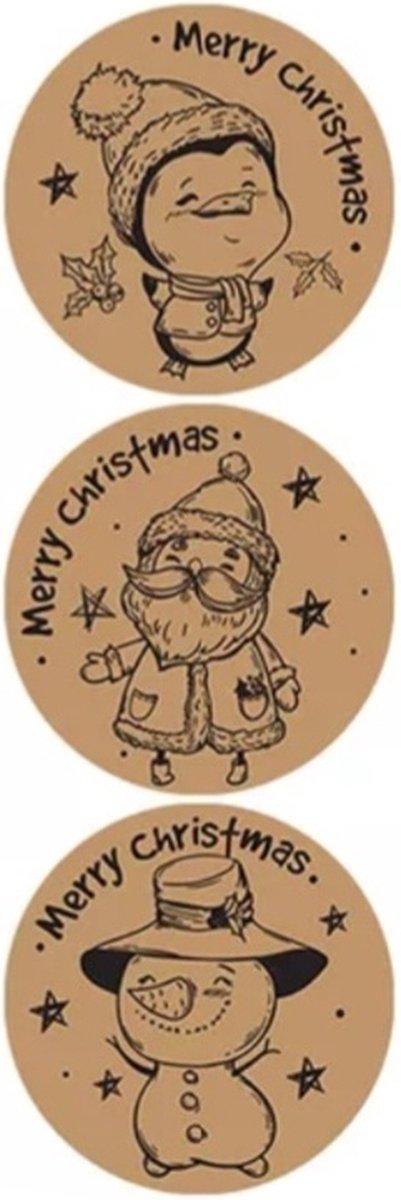 Kerst stickers "MERRY CHRISTMAS" - 50 stuks - Multiplaza - 4 soorten - promoten bedrijf - groet - bedankje - Webshop - pakket - post - kado