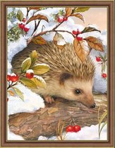 Diamond painting kit "Hedgehog and cowberry" 30x40 cm  vierkane steentjes
