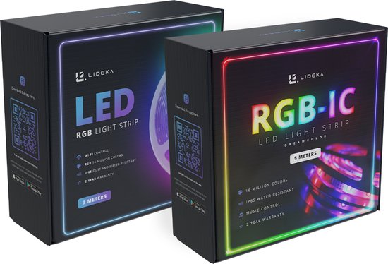 Lideka® Slimme LED strip - 5 meter RGBIC + RGB 3 meter - Kristalheldere SMD  5050 LEDs... | bol.com