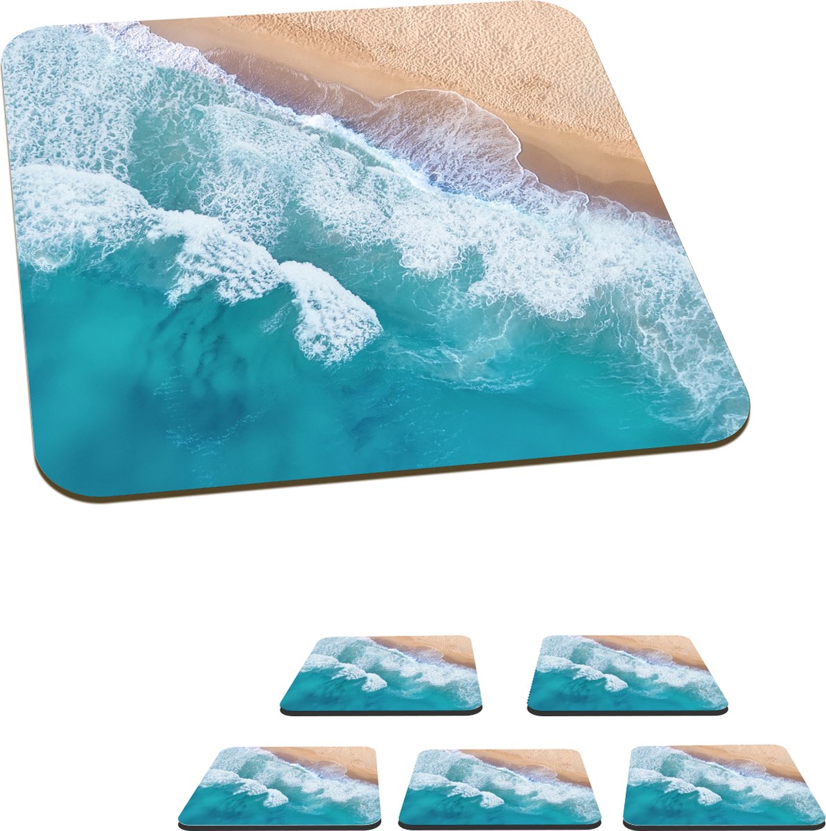 Onderzetters voor glazen - Zee - Water - Schuim - 10x10 cm - Glasonderzetters - 6 stuks