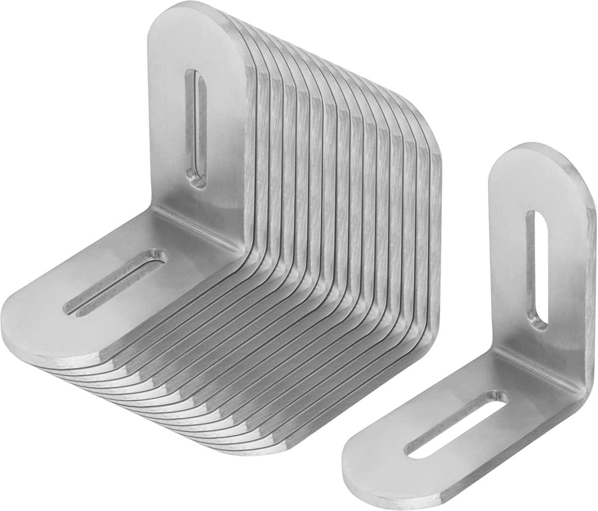 Lot De 8 Soufflets De Support D'angle Intérieur 38x38x18mm - Connecteurs Argent, Neufs
