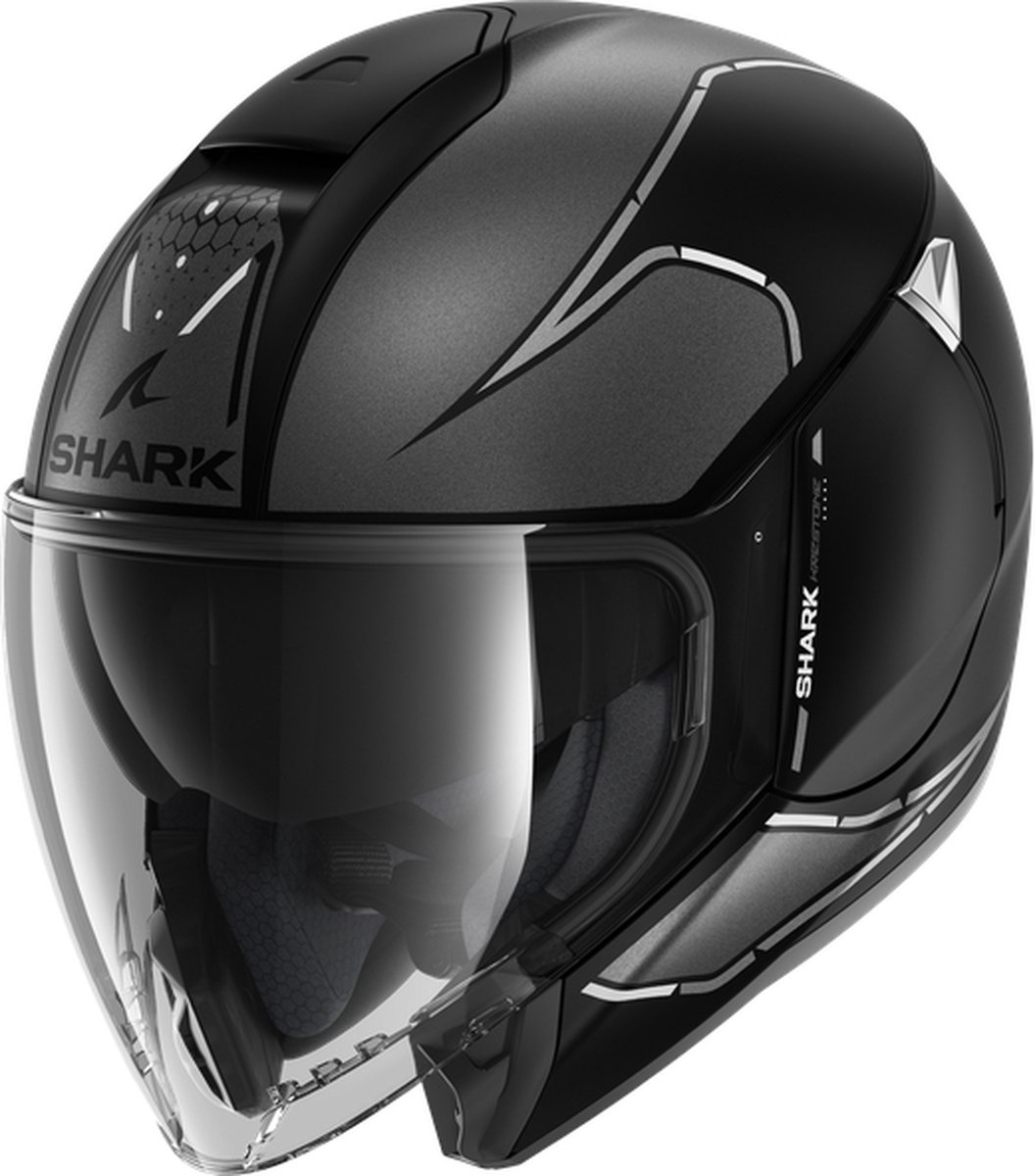 Shark Citycruiser Krestone Mat Zwart Antraciet Zilver KAS Jethelm M