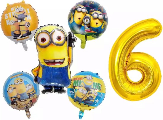 Minions Verjaardagsfeestje Benodigdheden Folie Ballon Boeket Decoratie, , voor 6e Verjaardag