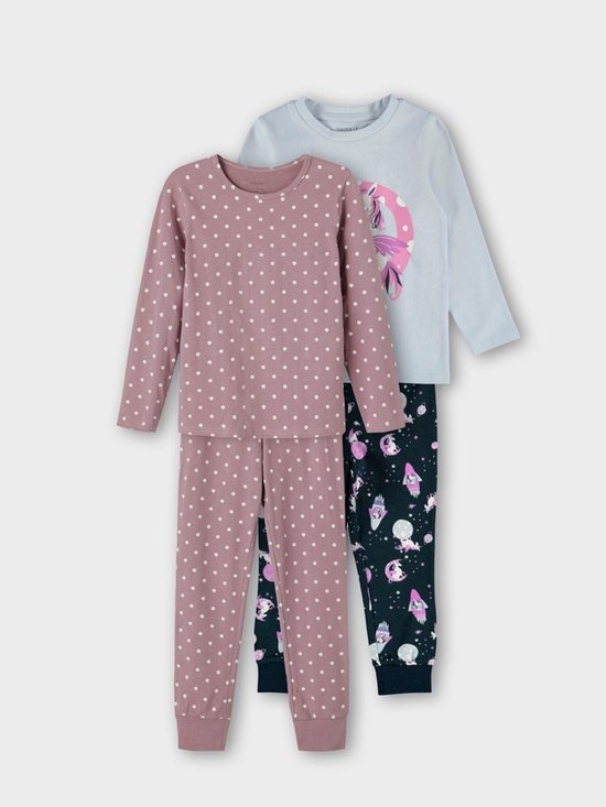 Name it meisjes pyjama 2-pack - Elderberry / Unicorn - 164 - Roze