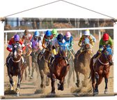 WallClassics - Affiche Textile - Course de Paarden - 90x60 cm Photo sur Textile