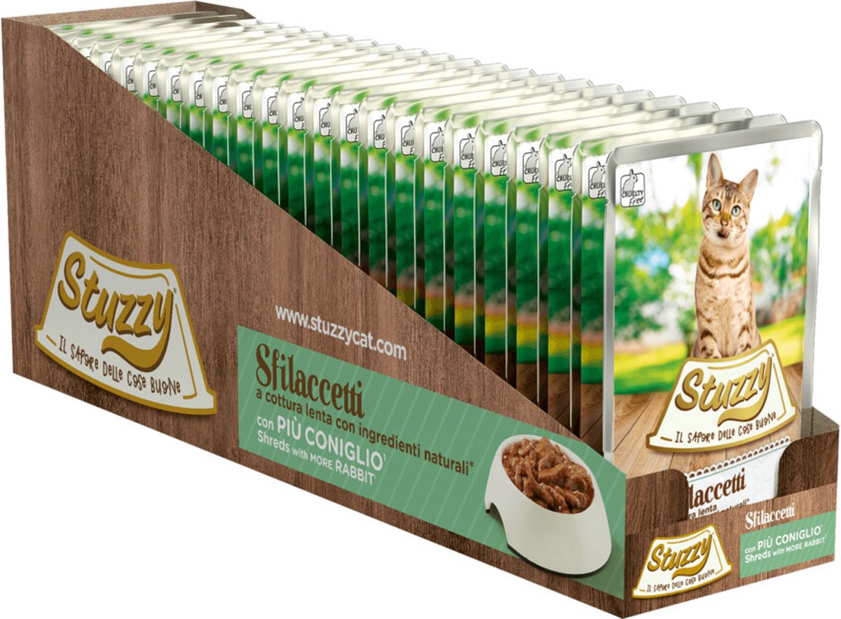 Stuzzy Stuzzy Kat Shreds Konijn - 24 x 85 gr - Voordeelverpakking