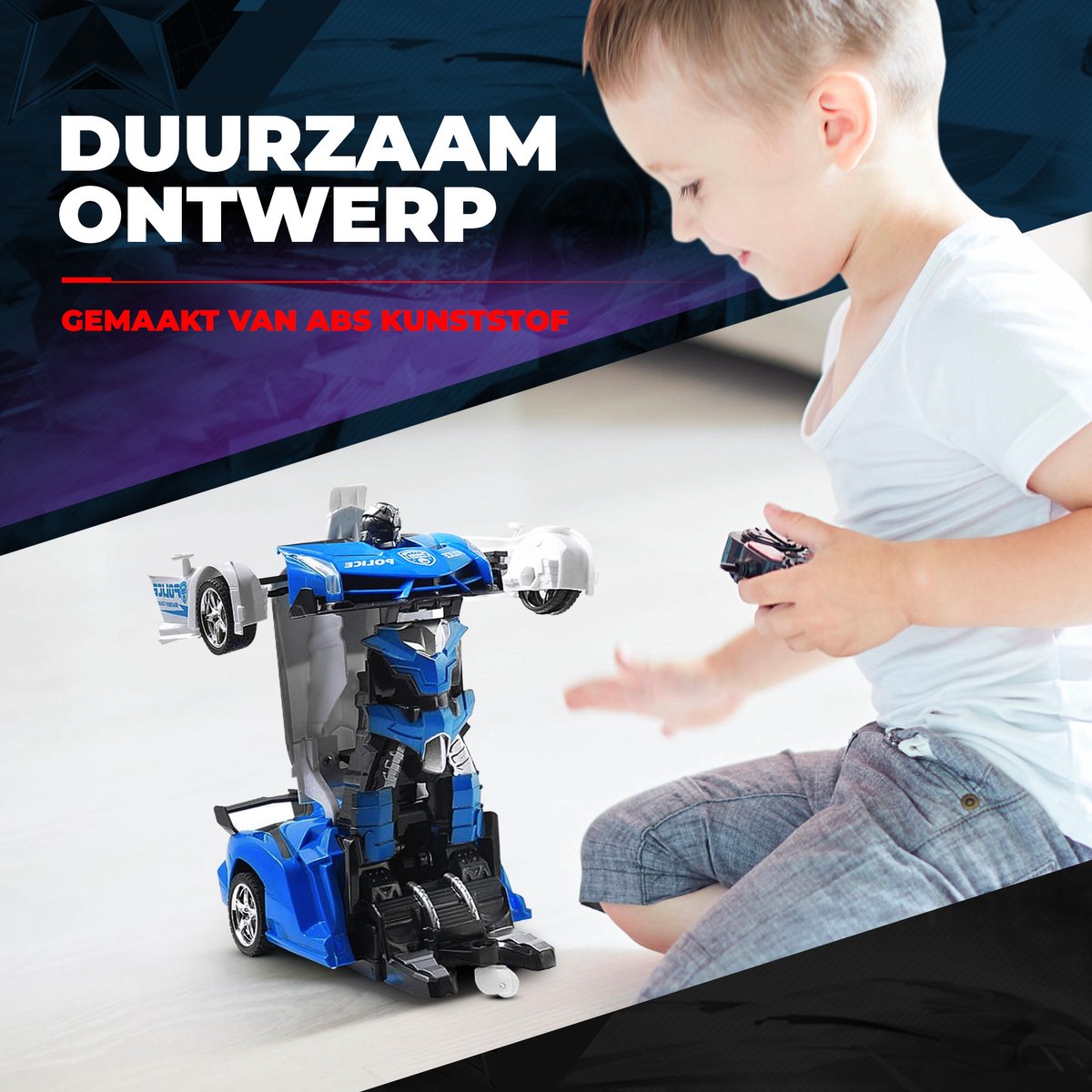 Huntex RC Transformerende Auto/Robot - Politieauto - Blauw - RC Voertuigen - Robot Speelgoed Jongens — afbeelding 7