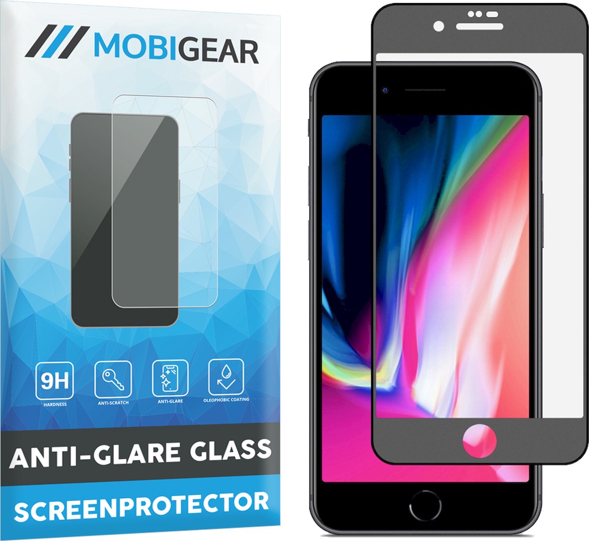 Mobigear Screenprotector geschikt voor Apple iPhone 7 Plus Glazen | Mobigear Premium Screenprotector Anti-Glare - Case Friendly - Zwart