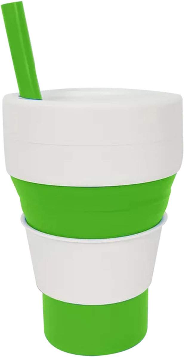 Kojo - Pocket Cup - 355 ml - Herbruikbaar - Opvouwbaar - Groen