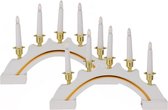 Kaarsenbruggen - 2x stuks - LED verlichting - wit/goud - 37 cm