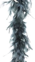 Boa kerstslinger veren - grijs - 200 cm - kerstversiering