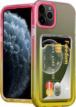 ShieldCase geschikt voor Apple iPhone 11 Pro hoesje colorful pasjeshouder - roze/geel