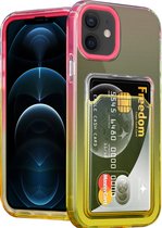 ShieldCase geschikt voor Apple iPhone 12 / 12 Pro hoesje colorful pasjeshouder - roze/geel