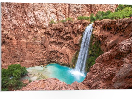 WallClassics - PVC Schuimplaat - Havasu Falls Waterval in Arizona - 75x50 cm Foto op PVC Schuimplaat (Met Ophangsysteem)