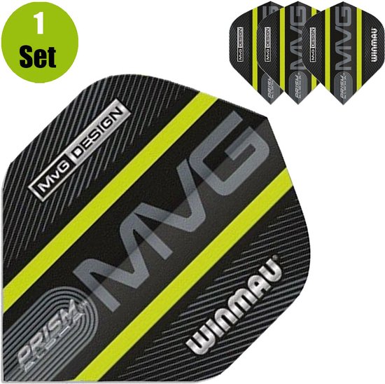 Winmau Prism Alpha Black MVG Green - Dart Flights van Merkloos — afbeelding 3