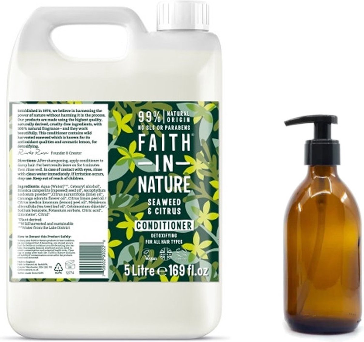 FAITH IN NATURE - Conditioner Seaweed & Citrus Refill 5 Liter - nu met GRATIS glaze refill fles 500ml