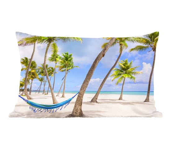 Sierkussens - Kussen - Hangmat tussen palmbomen op het strand bij de Dominicaanse Republiek - 60x40 cm - Kussen van katoen