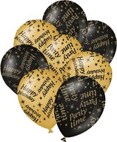 Verjaardag ballonnen - Party Time/happy Birthday tekst print 24x stuks