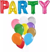 Verjaardag feest letters folie ballonnen PARTY en 100x latex ballonnen
