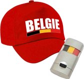 Supporters/Fans set - vlag Belgie petje met schminkstiften