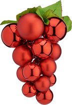 Krist+ decoratie druiventros - rood - kunststof - 33 cm - Namaakfruit/nepfruit wijn thema