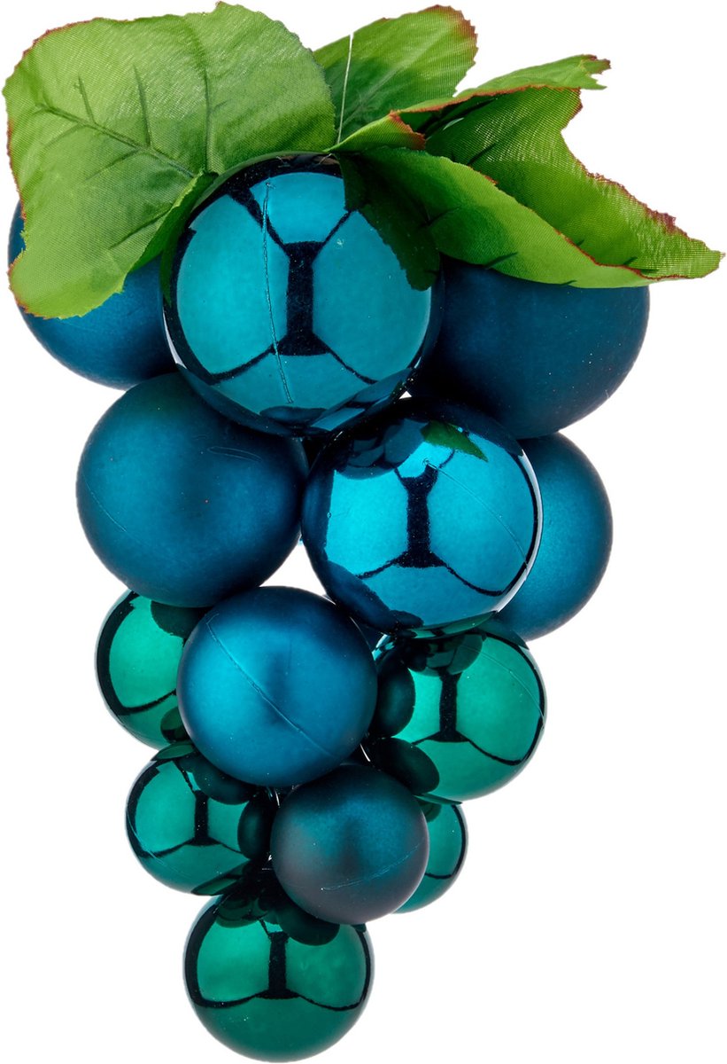 Krist+ decoratie druiventros - blauw - kunststof - 33 cm - Namaakfruit/nepfruit wijn thema