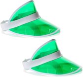 Partychimp Jaren 80 transparante zonnkleppen - 2x stuks - Groen