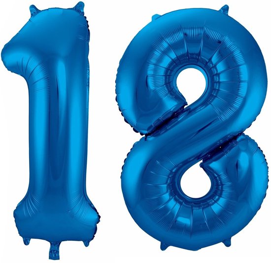 Ballons chiffres - Décoration anniversaire 18 ans - 85 cm - bleu