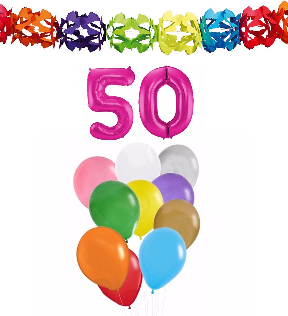 8 Bunte Luftballons '50 Jahre' – Für Geburtstag & Jubiläum, Naturkautschuklatex, Bis 30 Cm Durchmesser
