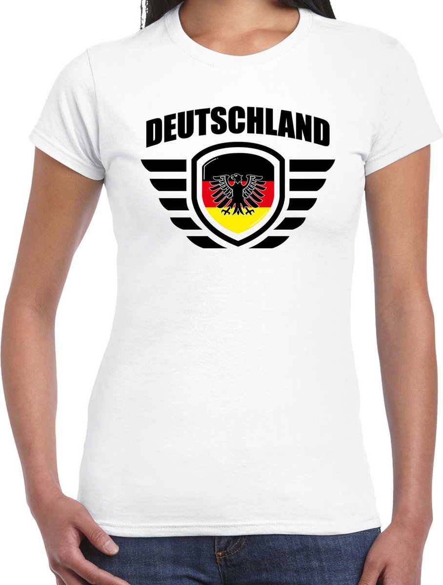 Deutschland landen / voetbal t-shirt - wit - dames - voetbal liefhebber XXL
