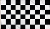 Henbrandt Finish vlag - 2x - zwart/wit - Racing thema - 90x150 cm